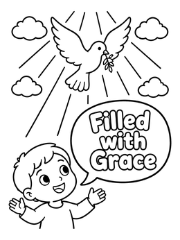 Free printable Child And Holy Spirit Dove coloring page