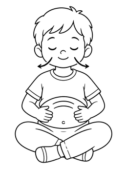 Free printable Child Practicing Deep Belly Breathing coloring page