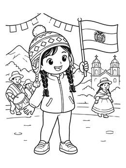 Free printable Child Holding Bolivian Flag At Parade coloring page