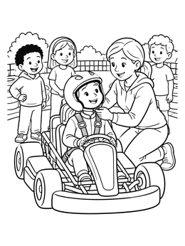 Free printable Child Getting Ready For Go Kart Race coloring page