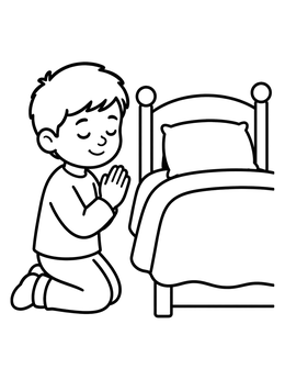 Free printable Child Saying Bedtime Prayers coloring page