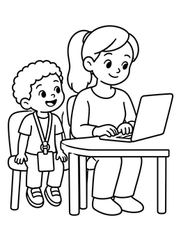 Free printable Child Visiting Parent At Work coloring page