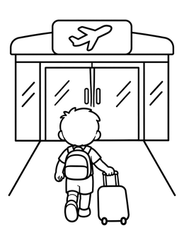 Free printable Child Walking Into Airport Terminal coloring page