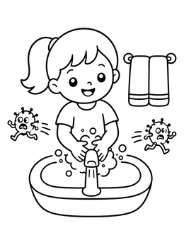 Free printable Child Washing Hands To Chase Germs coloring page