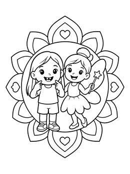 Free printable Child With Tooth Fairy In Frame coloring page