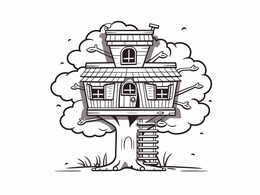 Fun Tree-House Coloring Sheet - Coloring Page