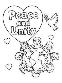 Free printable Children Holding Hands Around The Earth coloring page