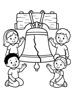 Free printable Children Around The Liberty Bell coloring page