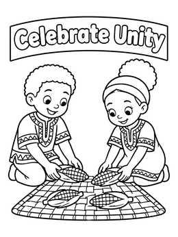 Free printable Children Celebrating Unity At Kwanzaa coloring page