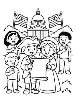 Free printable Children Celebrating Constitution Day coloring page