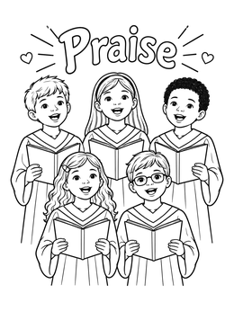 Free printable Children Choir Singing Praise coloring page