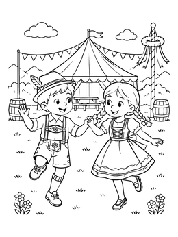Free printable Children Dancing At Oktoberfest coloring page