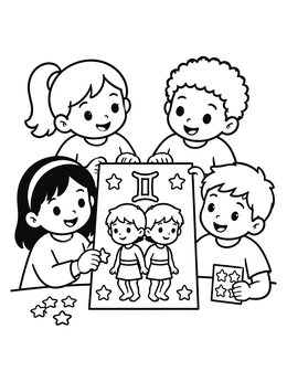 Free printable Children Decorating A Gemini Poster coloring page