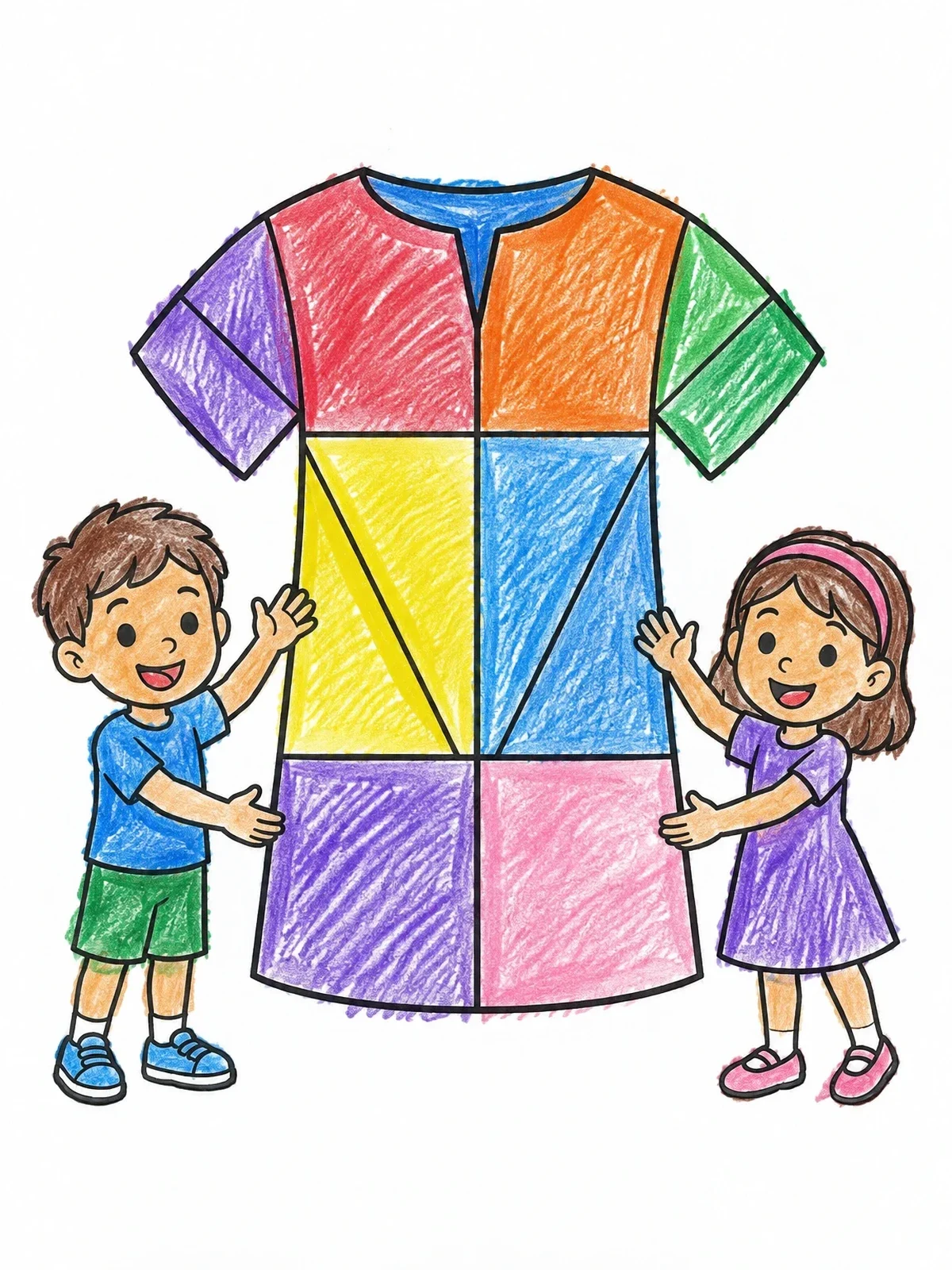 Colored example of the Children Decorating Joseph's Coat coloring page