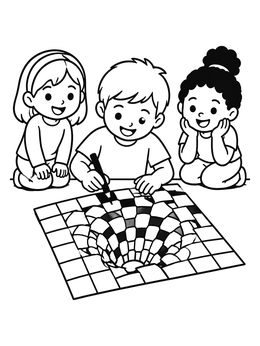 Free printable Children Drawing 3d Hole Illusion coloring page