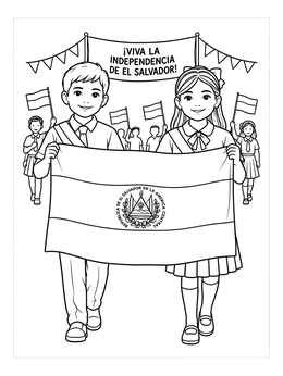 Free printable Children In Salvadoran Independence Parade coloring page