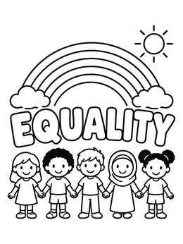 Free printable Children Holding Hands For Equality coloring page