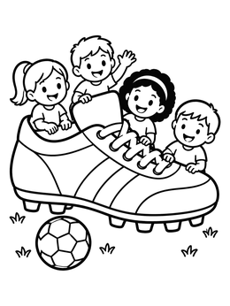 Free printable Children Playing In A Giant Cleat coloring page