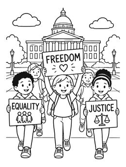 Free printable Children Marching For Civil Rights coloring page