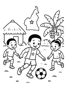 Free printable Children Playing Football In Cameroon coloring page