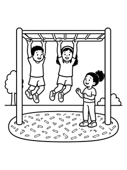 Free printable Children On The Monkey Bars coloring page