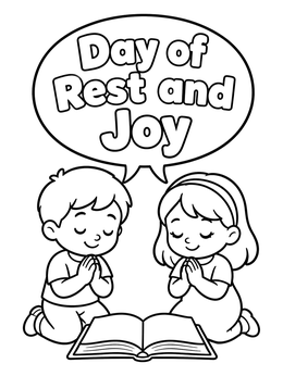 Free printable Children Praying Over Open Book coloring page