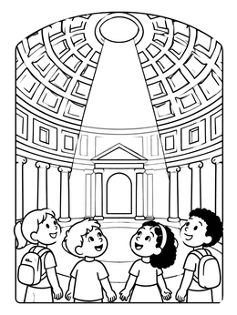 Free printable Children Visiting The Rome Pantheon coloring page
