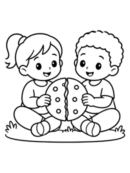 Free printable Children Splitting A Big Cookie coloring page