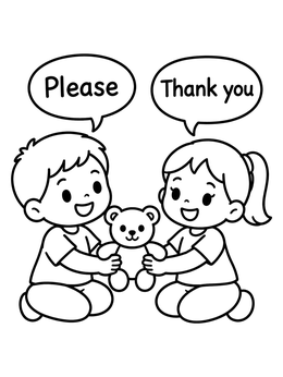 Free printable Children Sharing A Teddy Bear coloring page