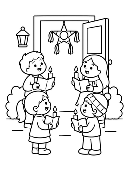 Free printable Children Singing At The Door coloring page