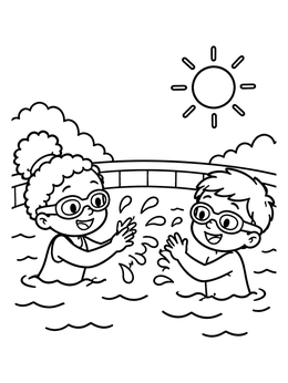 Free printable Children Splashing In Swimming Pool coloring page
