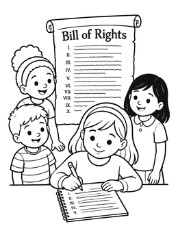 Free printable Children Studying The Bill Of Rights coloring page