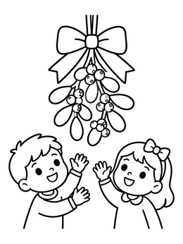 Free printable Children Under The Mistletoe coloring page