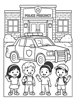 Free printable Children Visiting The Police Precinct coloring page