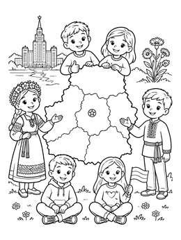 Free printable Children Presenting The Map Of Belarus coloring page