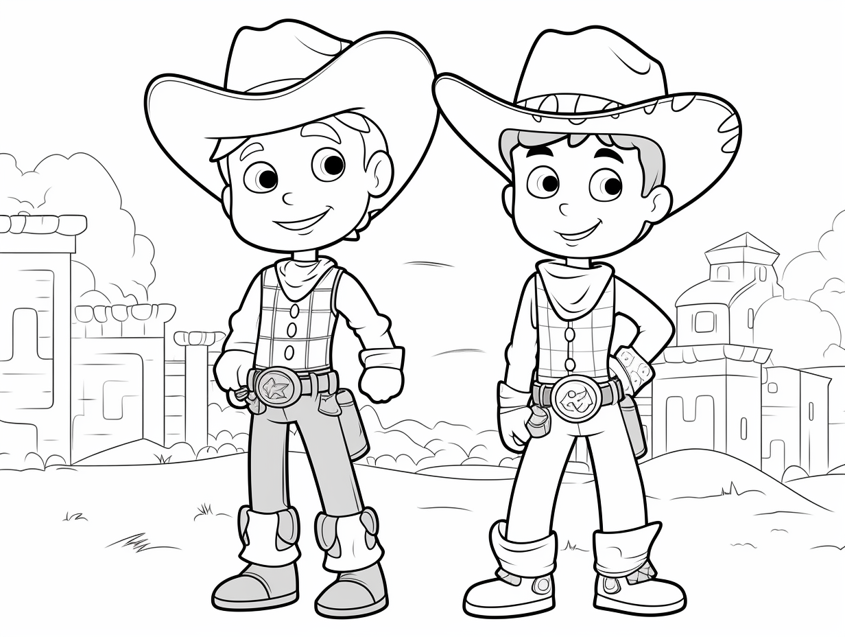 Children'S Wild West Illustration - Coloring Page