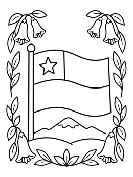 Free printable Chilean Flag And Copihue Border coloring page