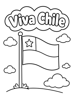 Free printable Chilean Flag With Viva Chile Text coloring page