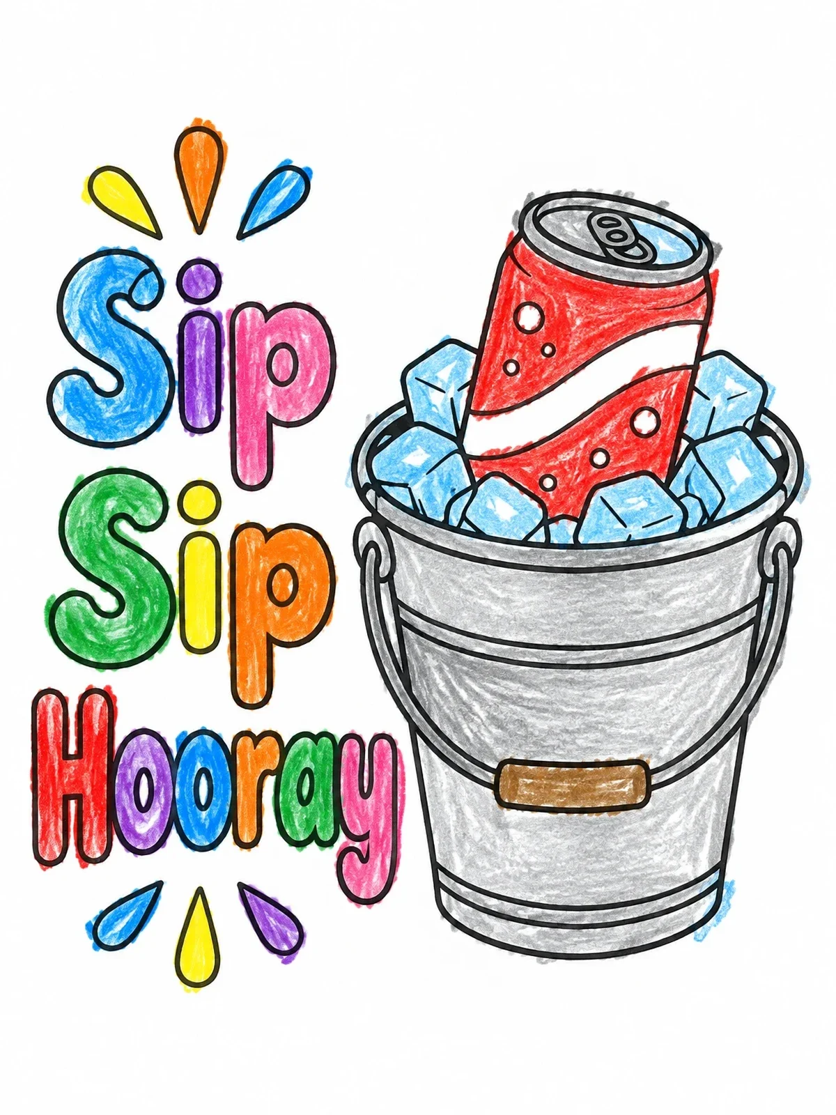 Colored example of the Chilled Soda Can In Ice Bucket coloring page