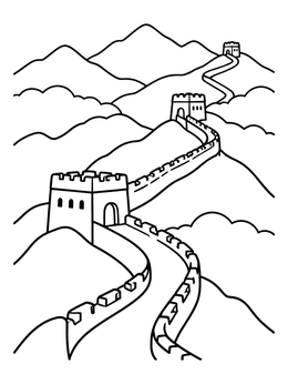 Free printable Great Wall Across Mountain Ridges coloring page