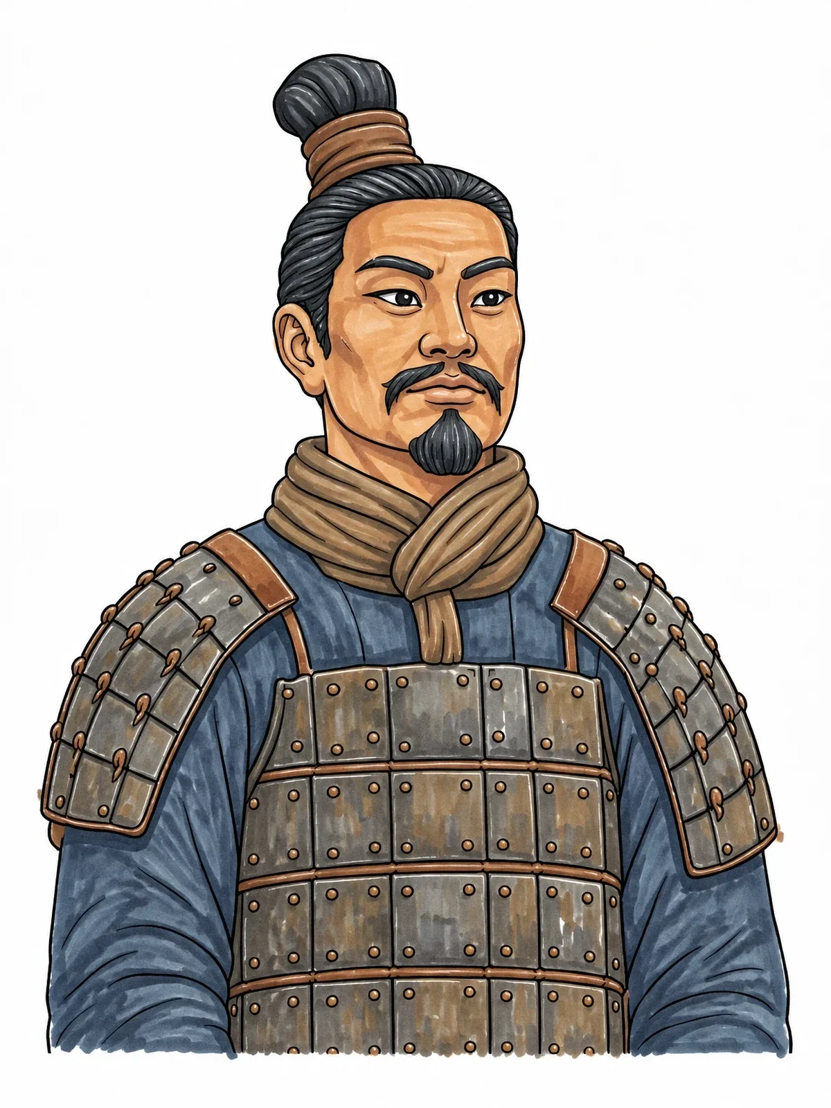 Colored example of the Terracotta Army Soldier Portrait coloring page