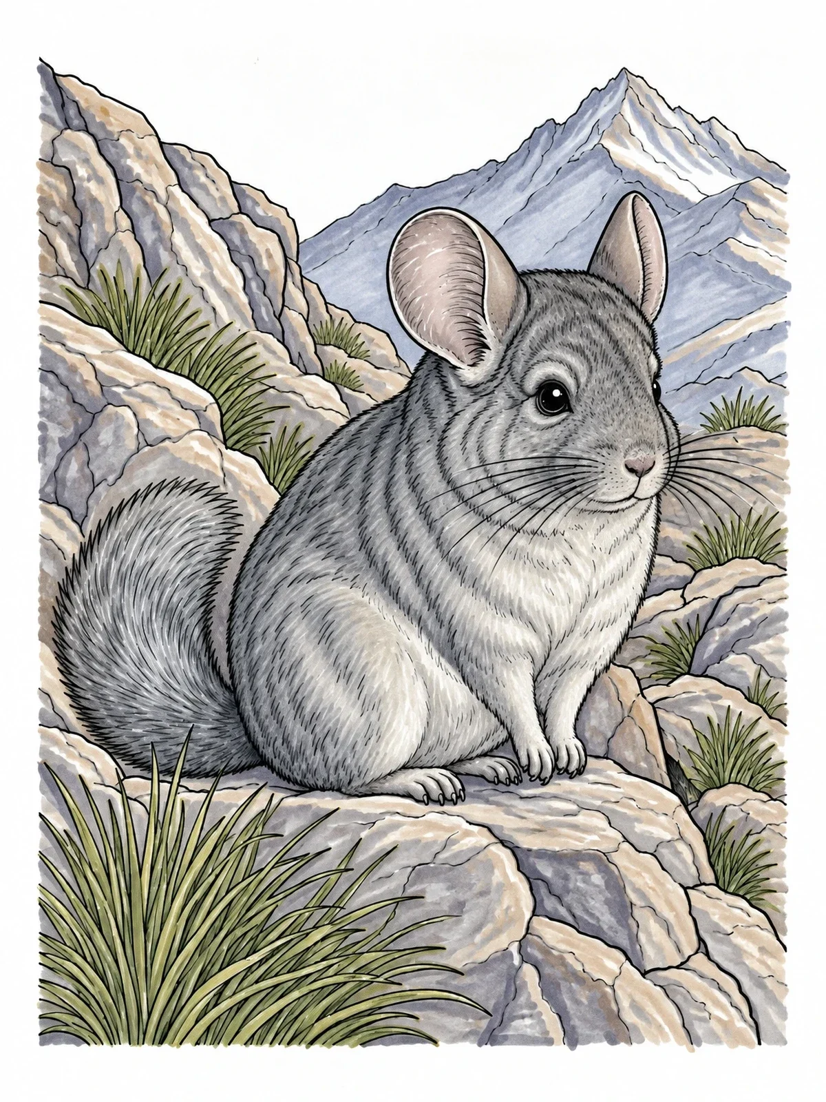 Colored example of the Chinchilla On Rocky Andean Slope coloring page