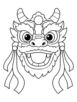 Free printable Festive Chinese Dragon Mask coloring page