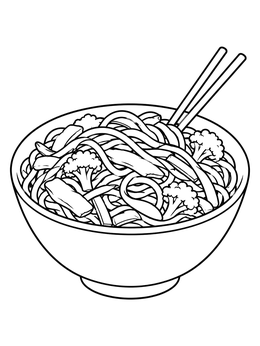 Free printable Bowl Of Lo Mein Noodles coloring page