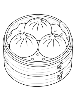Free printable Steamed Buns In Bamboo Steamer coloring page