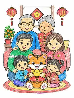 Family Celebrating Chinese New Year With Tiger – Chinese New Year Tiger ...