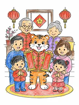 Family Celebrating Chinese New Year With Tiger – Chinese New Year Tiger ...