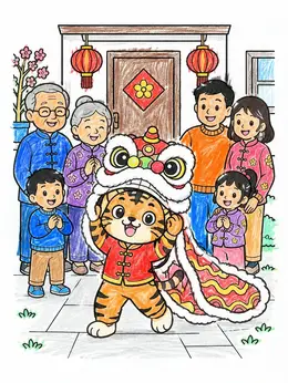 Tiger Performing Lion Dance For Family – Chinese New Year Tiger ...