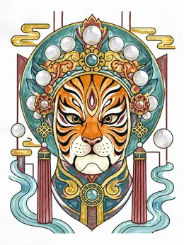 Chinese Opera Tiger Mask – Chinese New Year Tiger Coloring Page