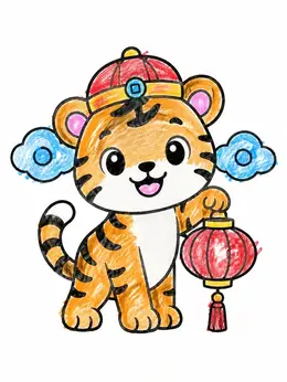 Cute Chinese Zodiac Tiger With Lantern – Chinese New Year Tiger ...